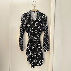 Inspired Black and White button down shirt dress